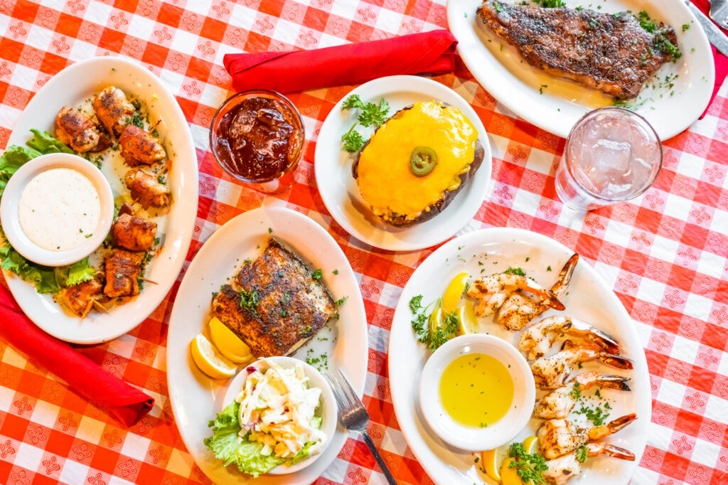 Dinner Spread at The Barn Door Restaurant and Meat Market
